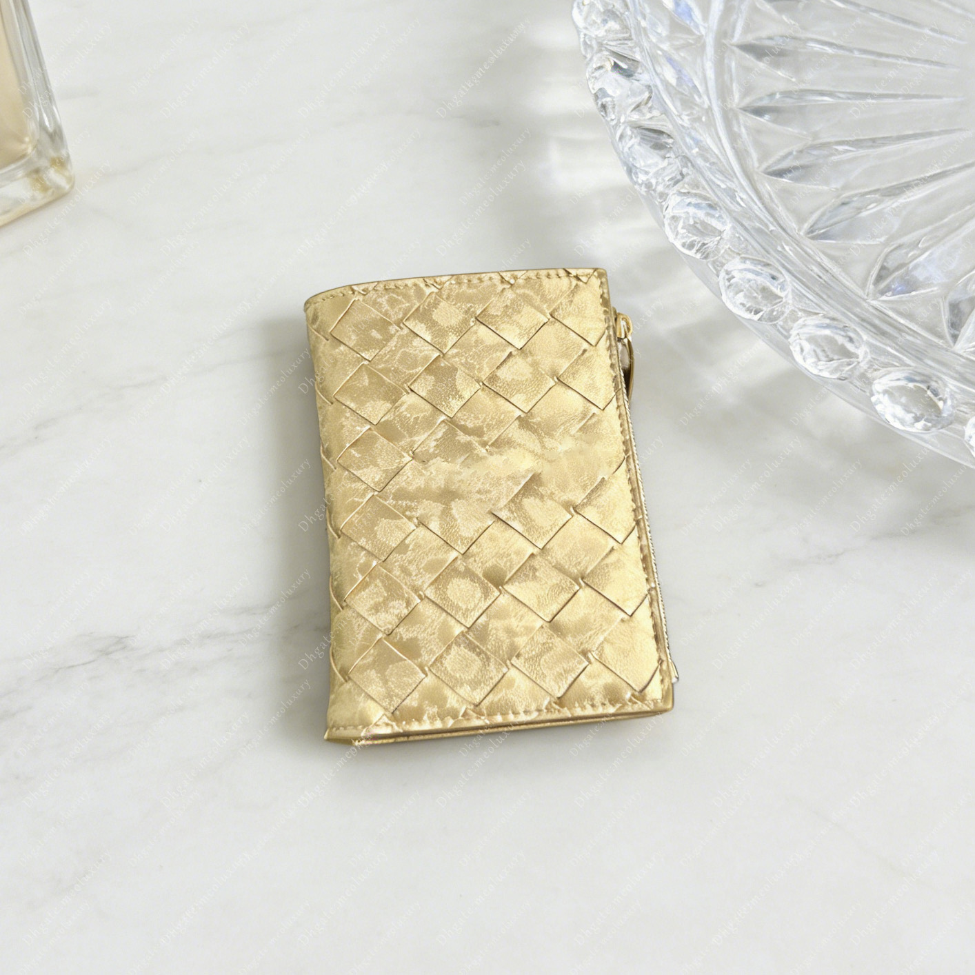 12A designer Leather Bifold Wallet Woven Zip Wallet Short Wallet Credit Card Holder Multi Slot Wallet Unisex 14.5cm