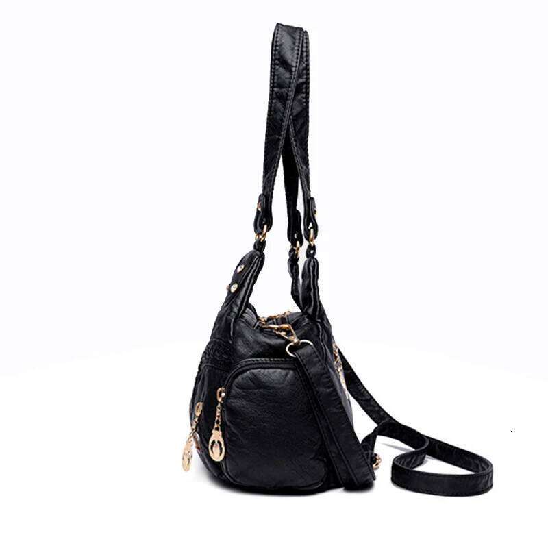 Vintage PU Leather Shoulder Bag Multi Pocket Handbags for Women Casual Large Capacity Girl Retro Designer Crossbody Hobo Bags XJ260306