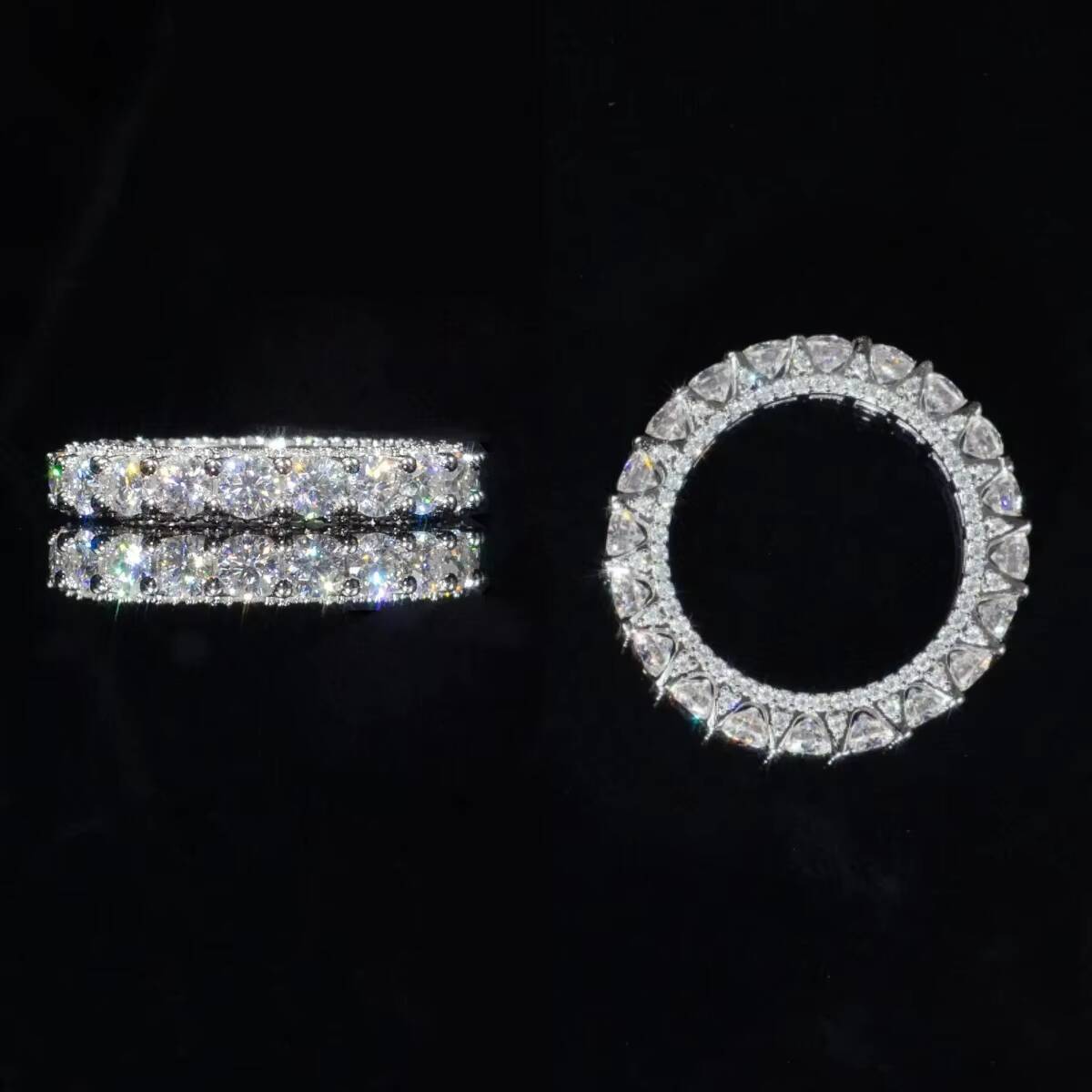 With Gra Certificate Vvs1 Moissanite Diamond Round 925 Sterling Silver Full Eternity Ring Band Wedding Engagement for Women Men