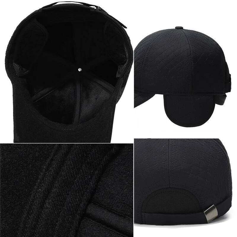 NORTHWOOD Winter Baseball Cap with Ear Flaps Simple Plaid Outdoor Warm Windproof, Fleece-Lined Thickened Unisex Dad Hat for Men Y260304