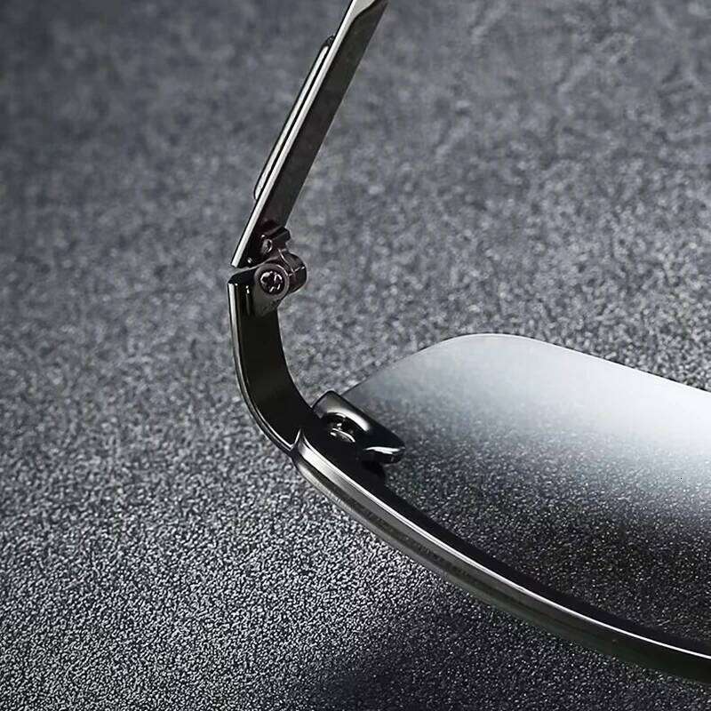 KLASSNUM Men Fashion Fit Rimless Sunglasses Photochromic Sun Color Changing Polarized Fishing Car Driving Yellow Glasses Z260306