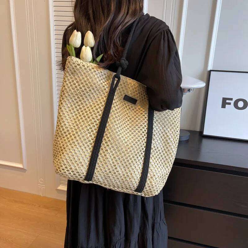 Elegant Ladies Straw Woven Handbag Women Holiday Beach Bag Casual Shopper Tote Top-Handle Fashion Underarm Shoulder Bags XJ260306