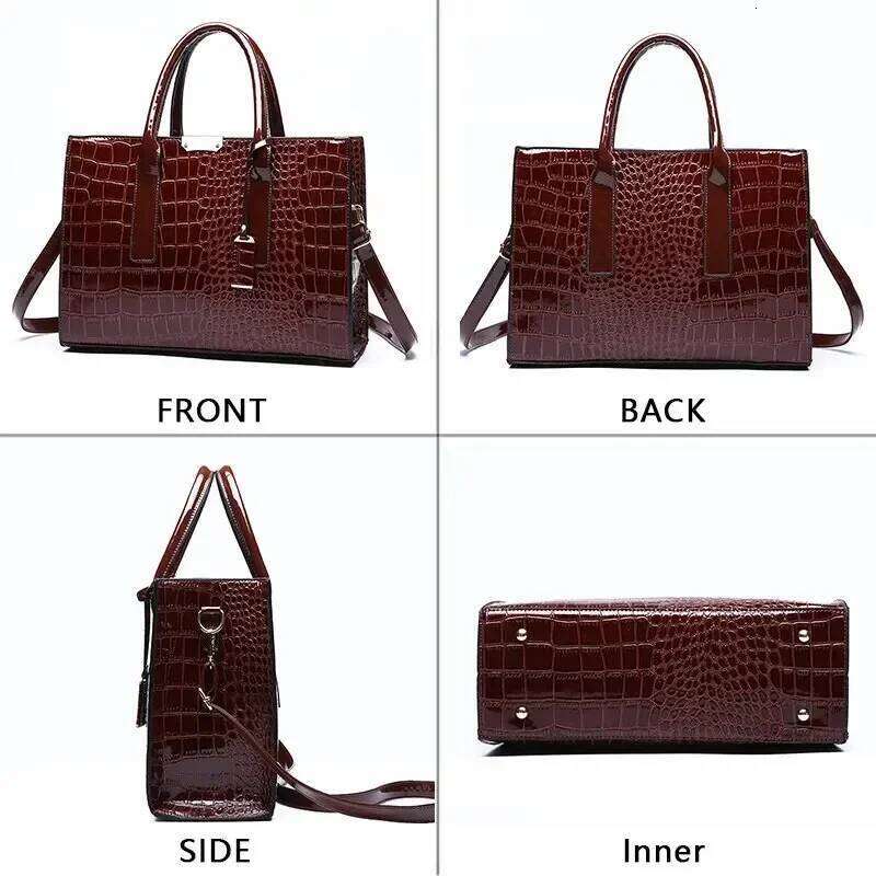 Luxury Vintage Women's Crocodile Pattern Handbag Large Capacity Tote Leather Business Shoulder Bag For Female XJ260306