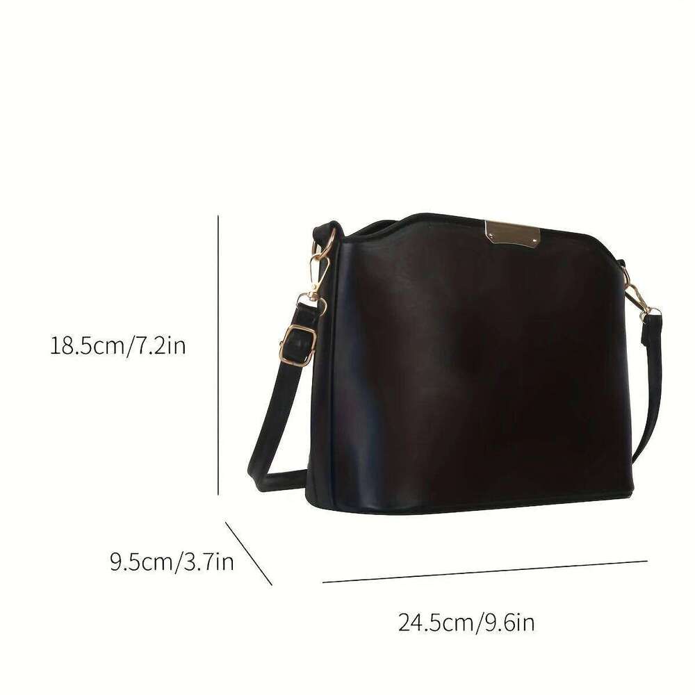 Classic Women's Solid Faux Leather Shoulder Adjustable Straps Stylish Shell Shape Crossbody Bag Zipper Closed Unlined Inside XJ260306