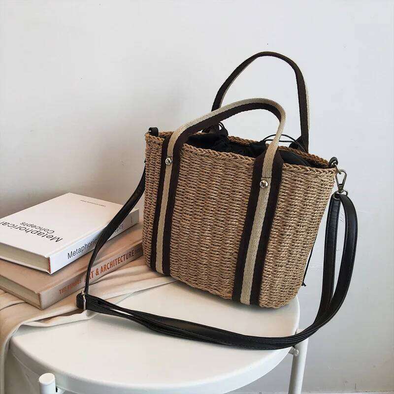 Summer Handmade Woven Bags for Women, Straw Beach Rattan Knitted Handbags Totes Bohemia Ladies Basket Crossbody Shoulder Bag XJ260306