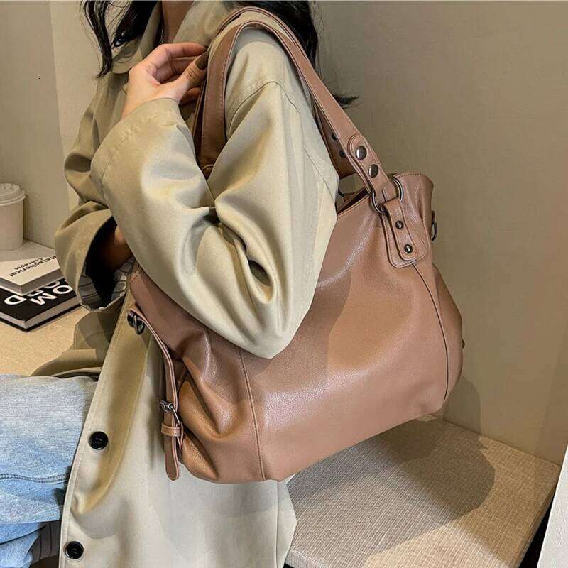 Korean Version Large Capacity Fashionable Tote Soft Leather PU New Retro Women's Handbag Shoulder Crossbody Wallet Women Bag XJ260306