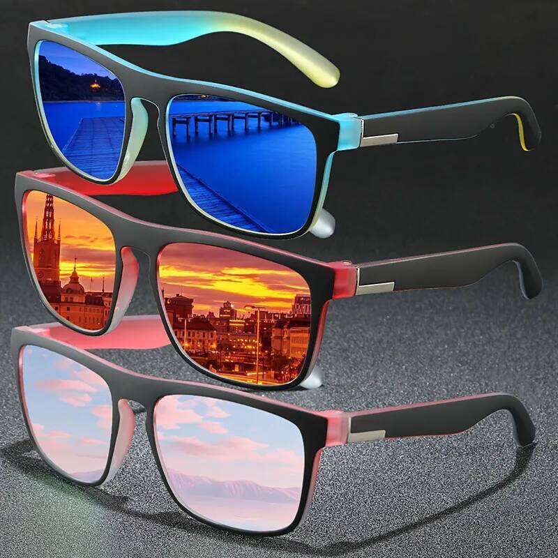 Square Gradient Mutipcolor Polarized Sunglasses Anti Glare Sun Shades For Summer Party Vacation Travel Driving Fishing Z260306