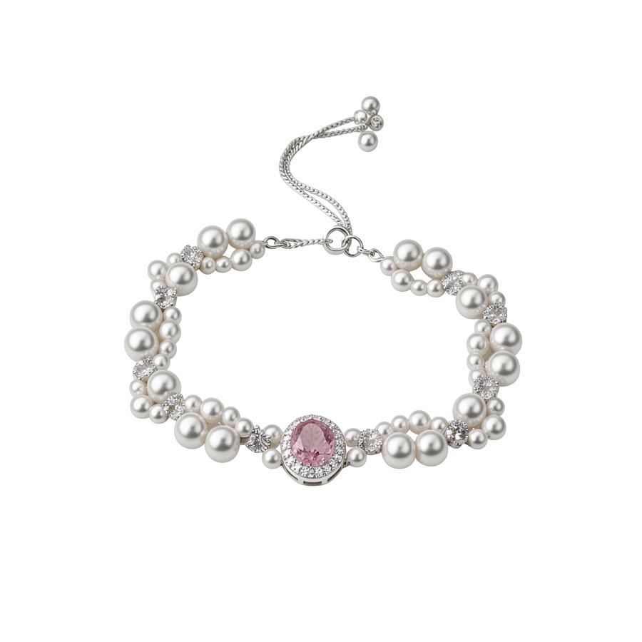 French-style zircon round pearl beaded vintage niche style bracelet, light luxury and high-end feel jewelry for women - view 8
