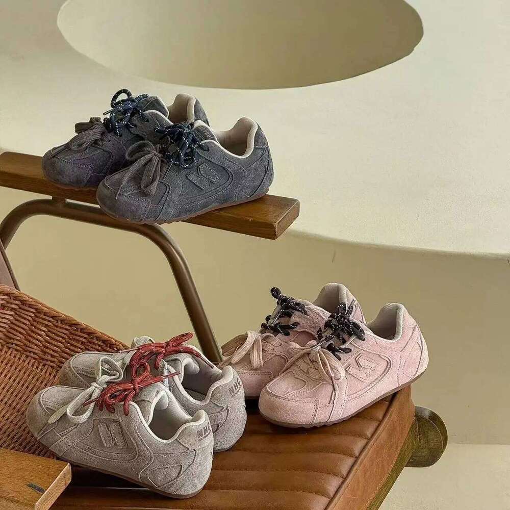 Autumn Children's Boys Girls Microfiber Leather Thin Bottom Running Kid Toddler Two-tone Shoelaces Non-slip Training Shoes