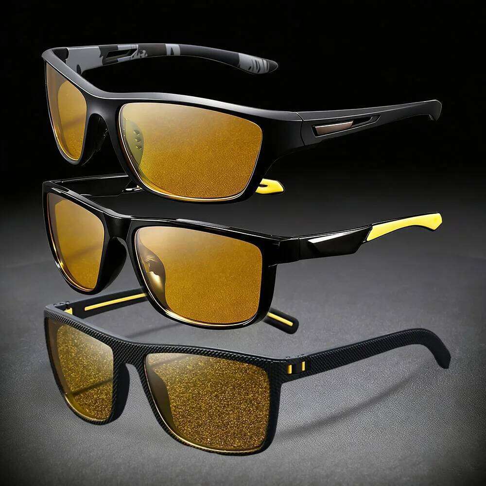 Fashion Yellow Night Vision Anti-Glare Sunglasses UV Protection Polycarbonate for Men Women Driving Fishing Beach Goggles Z260306