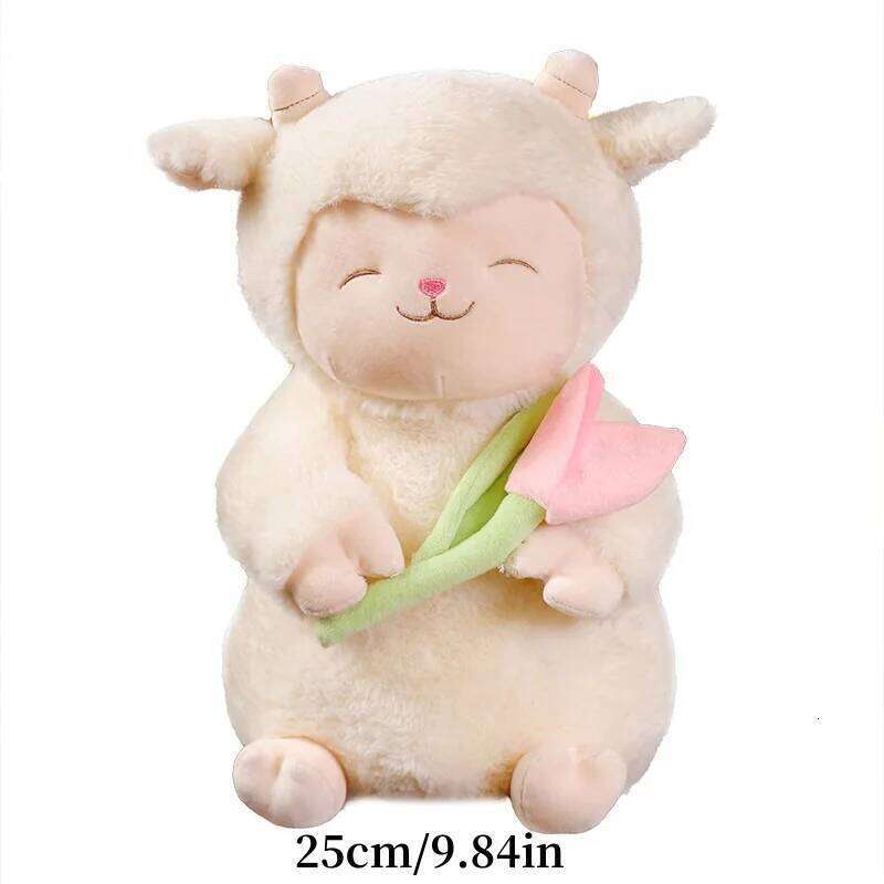 1pcs25cm cute tulip lamb baa plush toy hugging flower sheep children soothing rag doll gifts R260908 - view 6