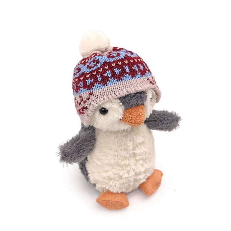 Cute Wear Hat Soft Plush Pendant Toy Baby Comfort Sleep Doll Fluffy Penguin Stuffed Animal Birthday Christmas Gift Decor R260908 - view 4