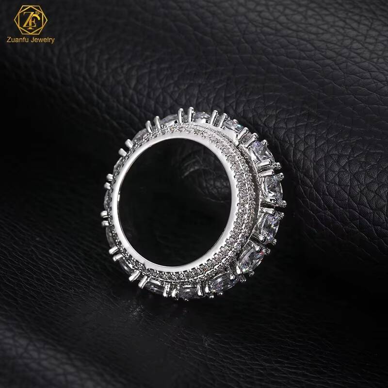 Customize OEM/ODM Jewelry Factory Wholesale Iced Out Moissanite Diamond Real Gold Plated 925 Sterling Silver Mens Hip Hop Ring