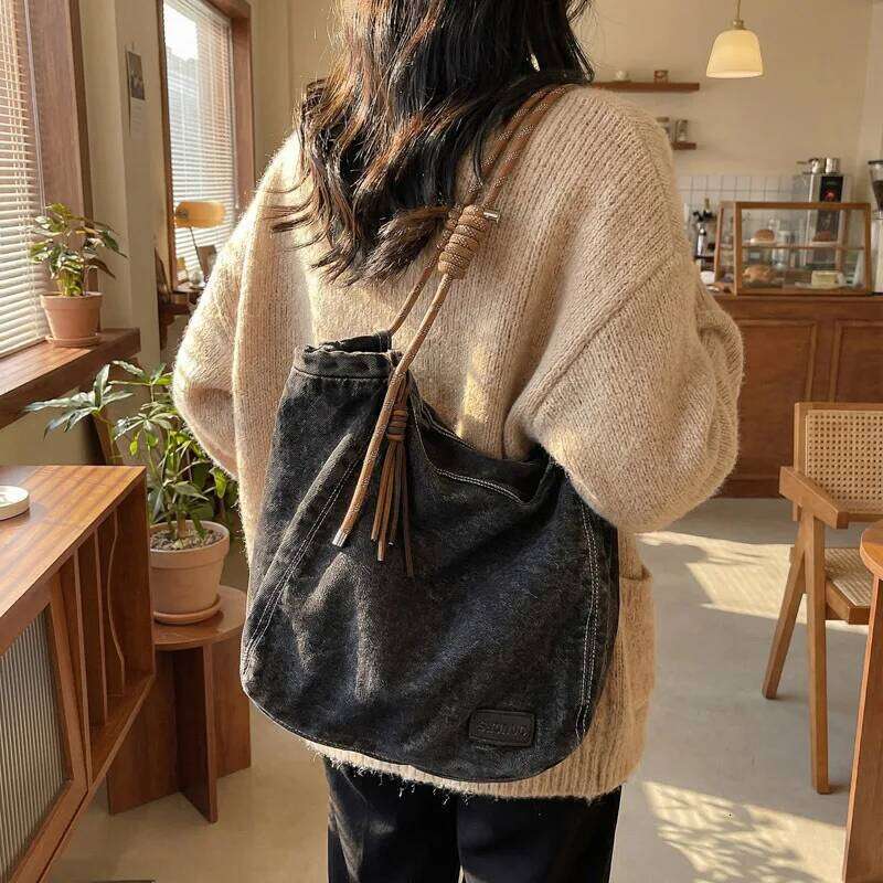 Fashion Crossbody Women Vintage Washed Denim Shoulder Bag Large Capacity Comfortable and Versatile Texture Bags for Travel XJ260306