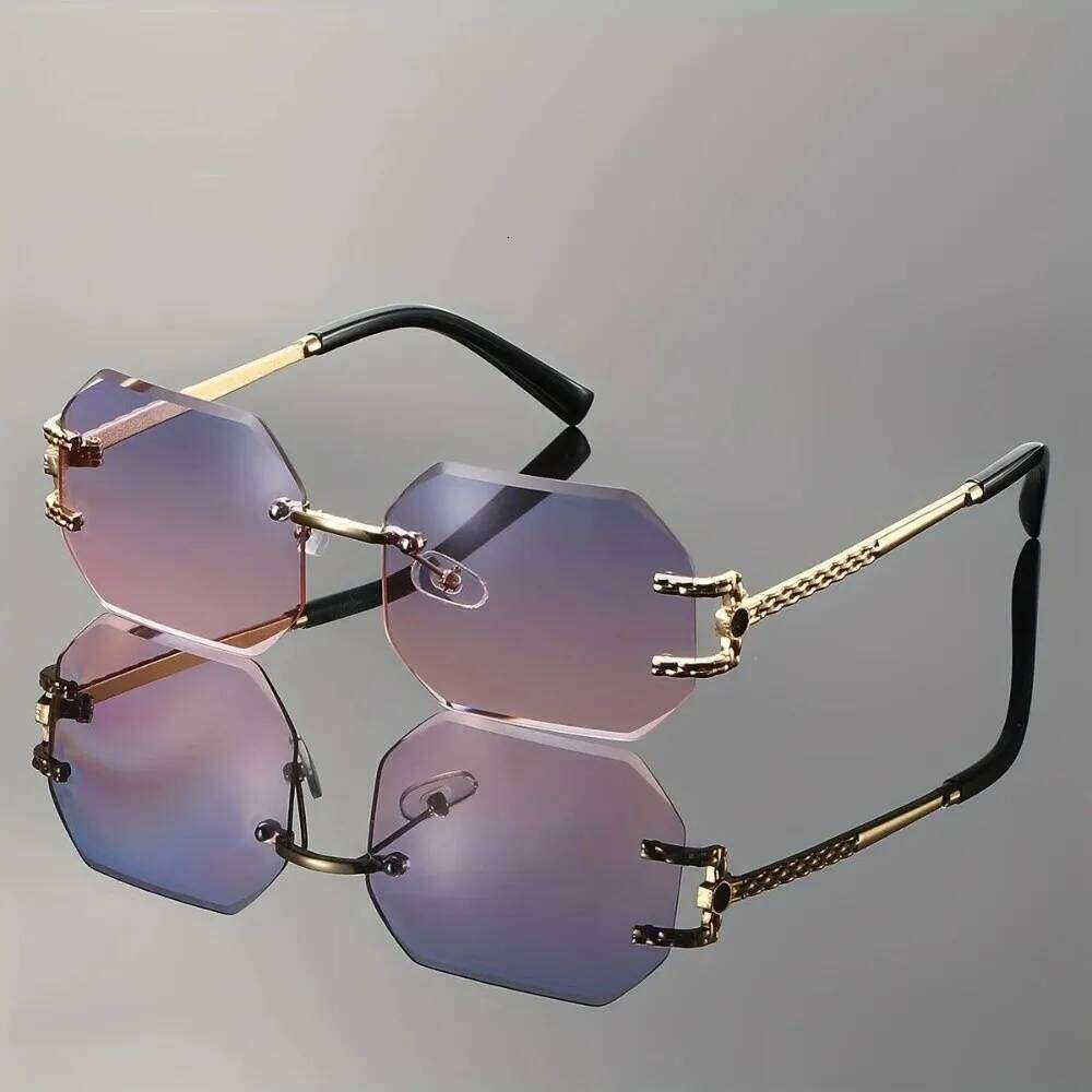 Vintage Rimless Hip Hop Style PC Frame Polygon Design UV400 Protection Geometric Sunglasses Unisex Z260306