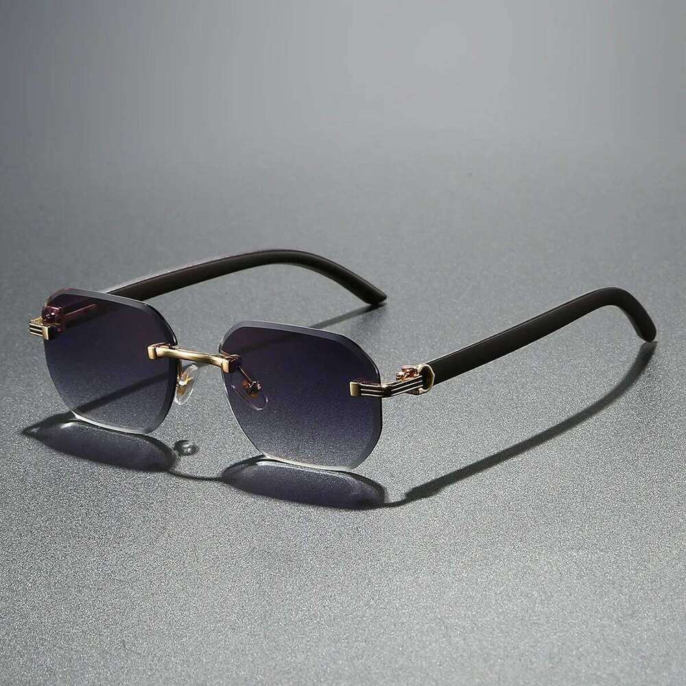 Trendy Rimless Sunglasses for Men Women Frameless Rectangle Wood Frame Sun Glasses Retro Shades Summer Traveling Eyewear UV400 Z260306