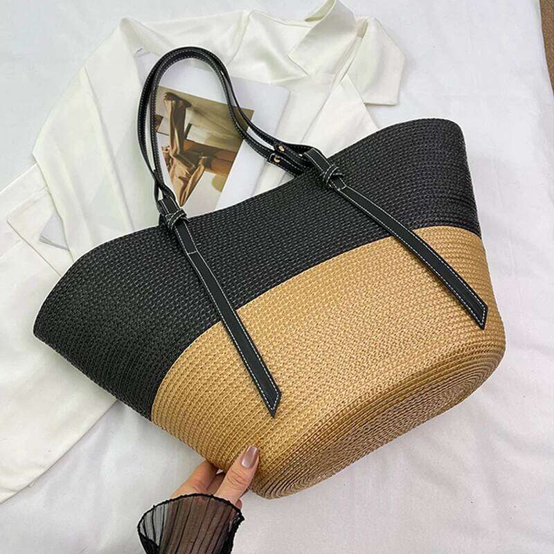 New Korean Straw Bags For Women Fashion Large Capacity Braided Shoulder Female Bag Summer Leisure Shopping Tote Handbags Bolsas XJ260306