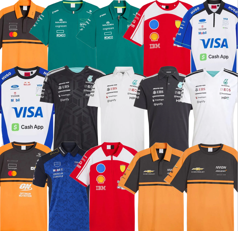 Ferrari blue Aston Martin McLaren Men's T-Shirts Jersey Mercedes Alonso T-shirt F1 2025 2026 piastri Official Mens Fernando Alonso T-Shirt Formula 1 Racing Suit F1 Shirt