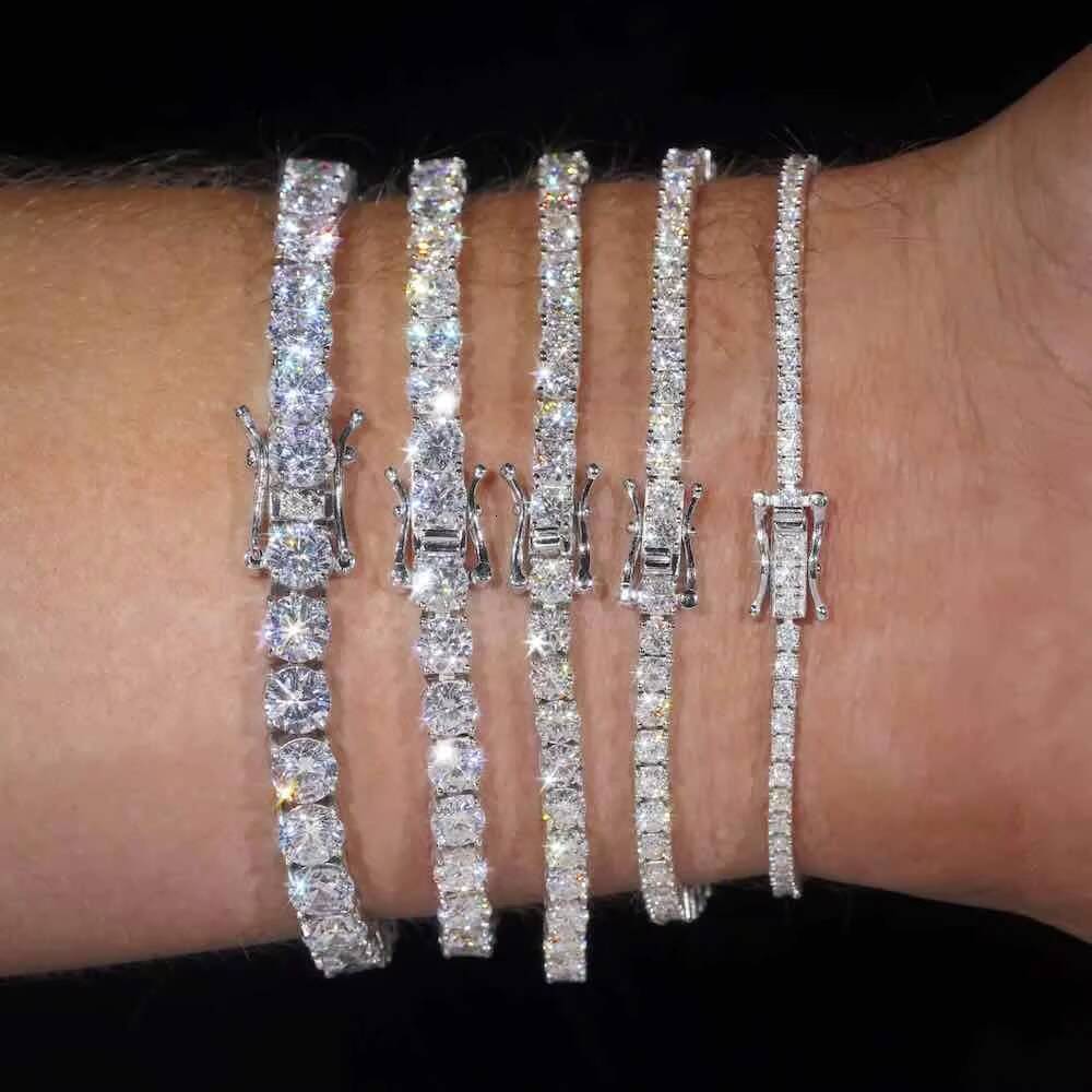 Fine Jewelry Men Women Moissanite Tennis Bracelet Hip Hop Iced 925 Silver Gold Plated Chain GRA Certificate