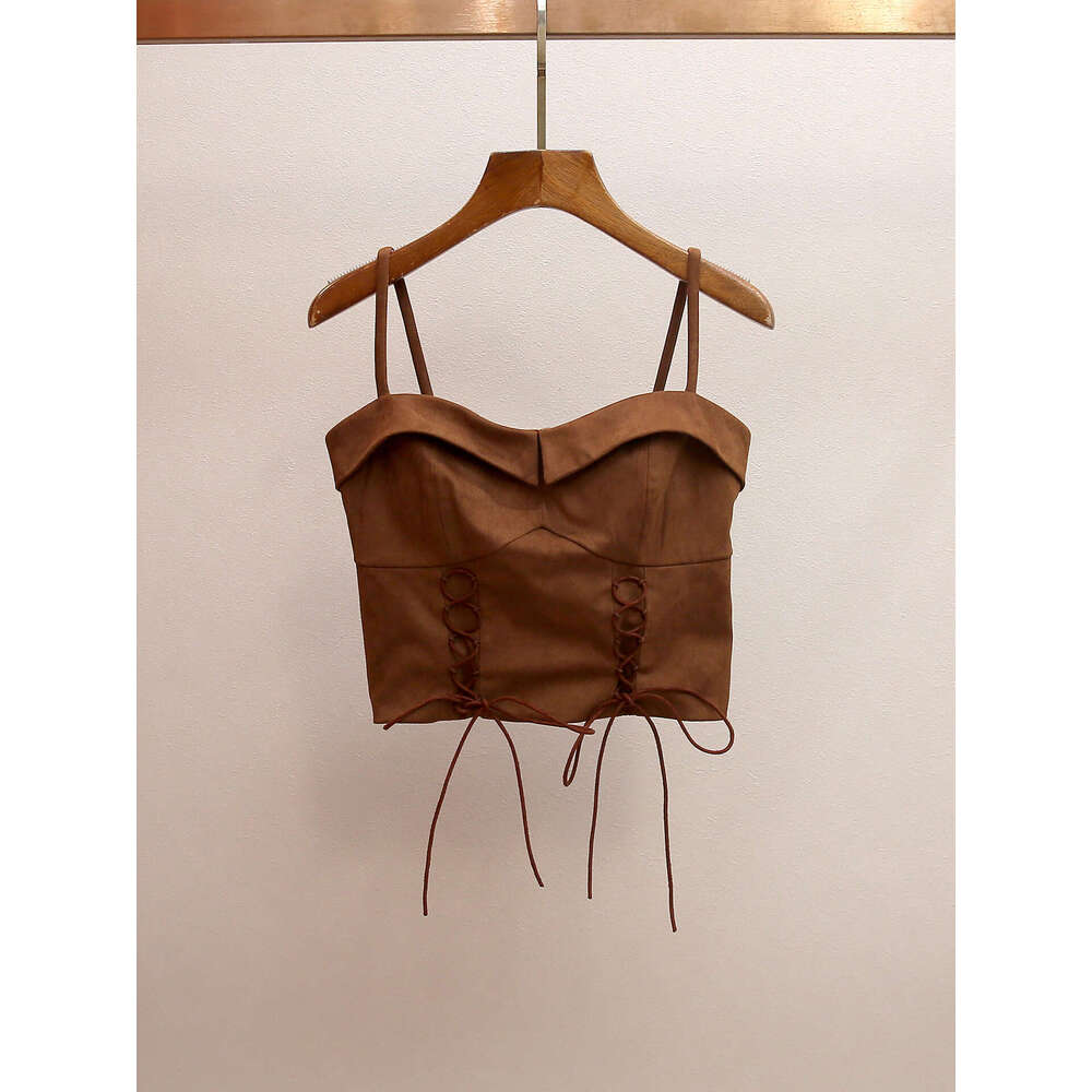 2026 designer high-end women's clothing spring and summer new style French bicycle spicy girl style drawstring slim fit women's vest