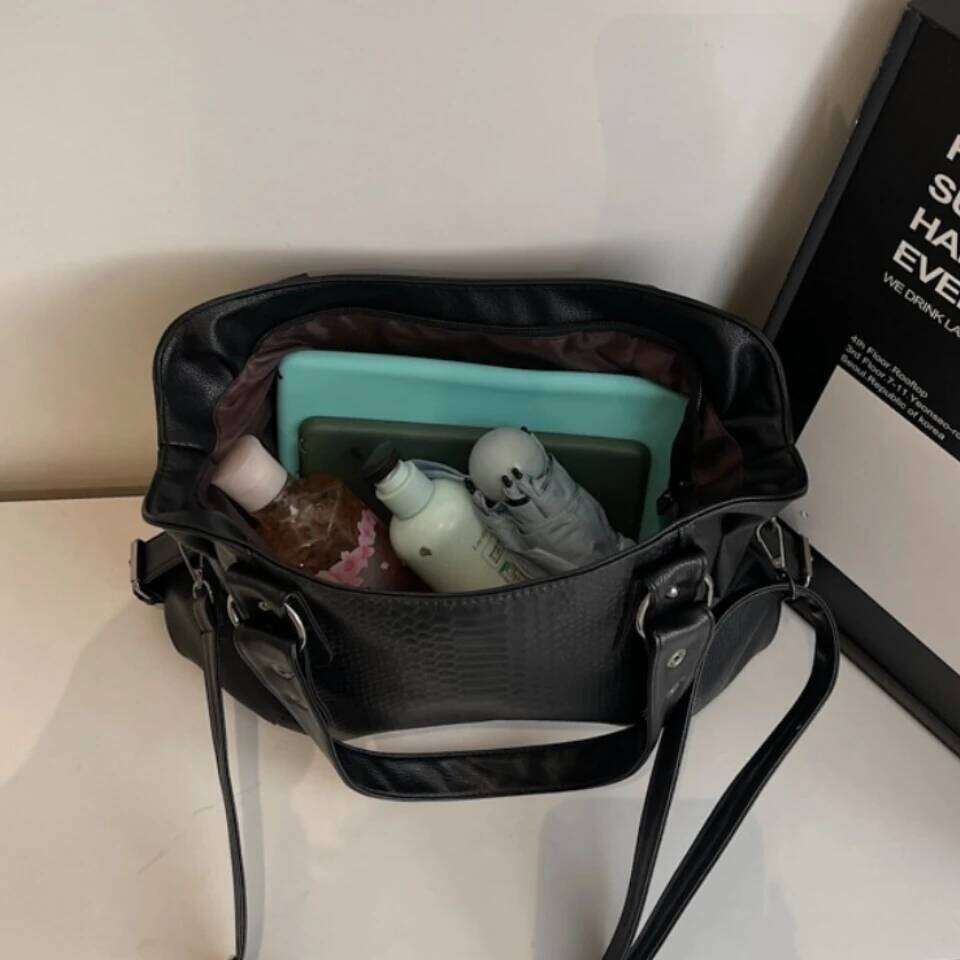 Alligator Capacity Black Shoulder Bags For Women Large Shopper Soft Pu Leather Crossbody Handbag Lady Travel Tote Bag XJ260306