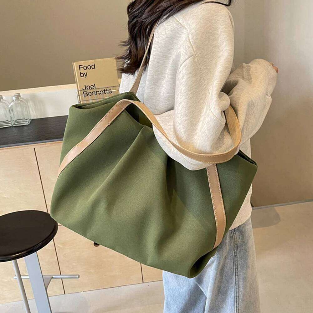 Women Shopping Handheld Large Capacity Canvas Casual Handbag Contrast Color Beach Tote Daily Bag for Female XJ260306