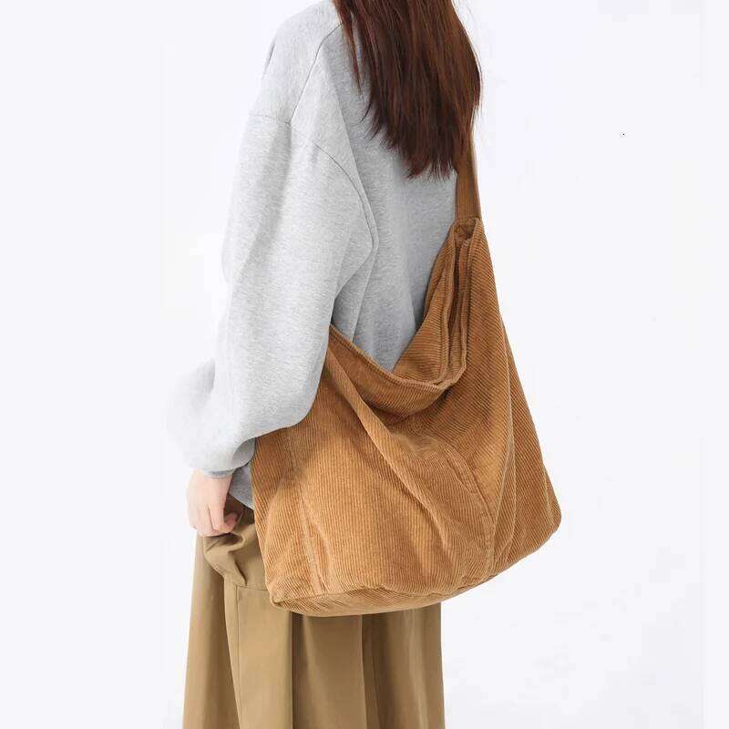 Vintage Women's Corduroy Shoulder Bags Large Capacity Bag Casual Handbag Crossbody Purse XJ260306