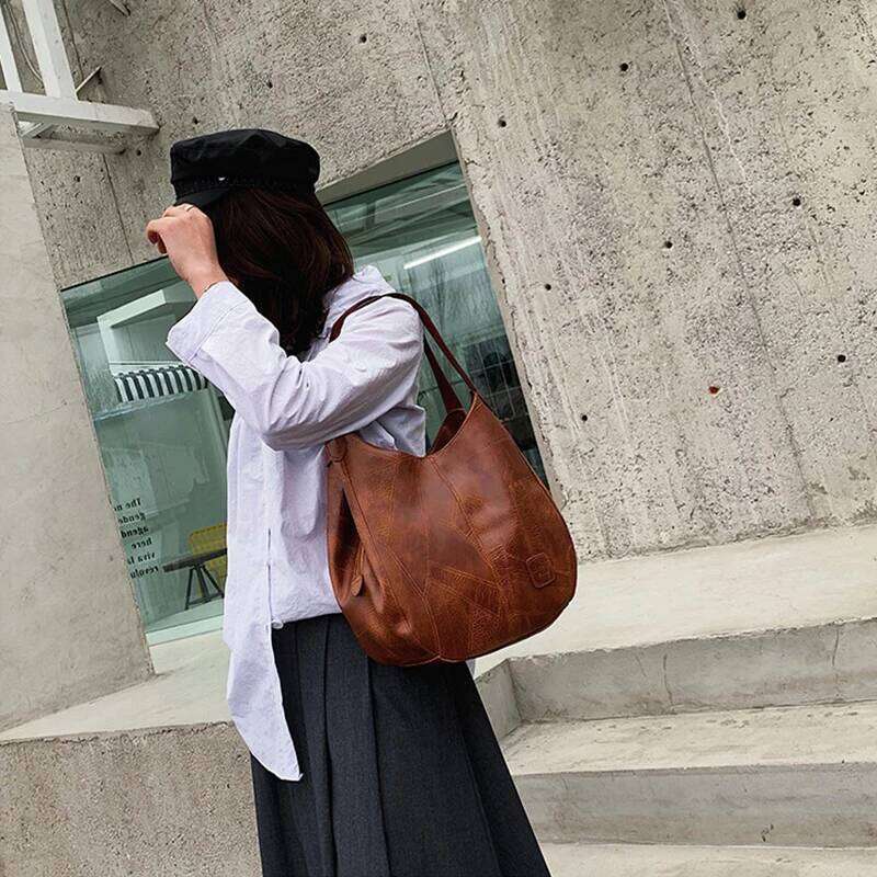 Women Vintage Shoulder Bag Designers PU Leather Handbags Female Luxury Top-handle Hobo Bags Fashion Brand Large Capacity Totes XJ260306