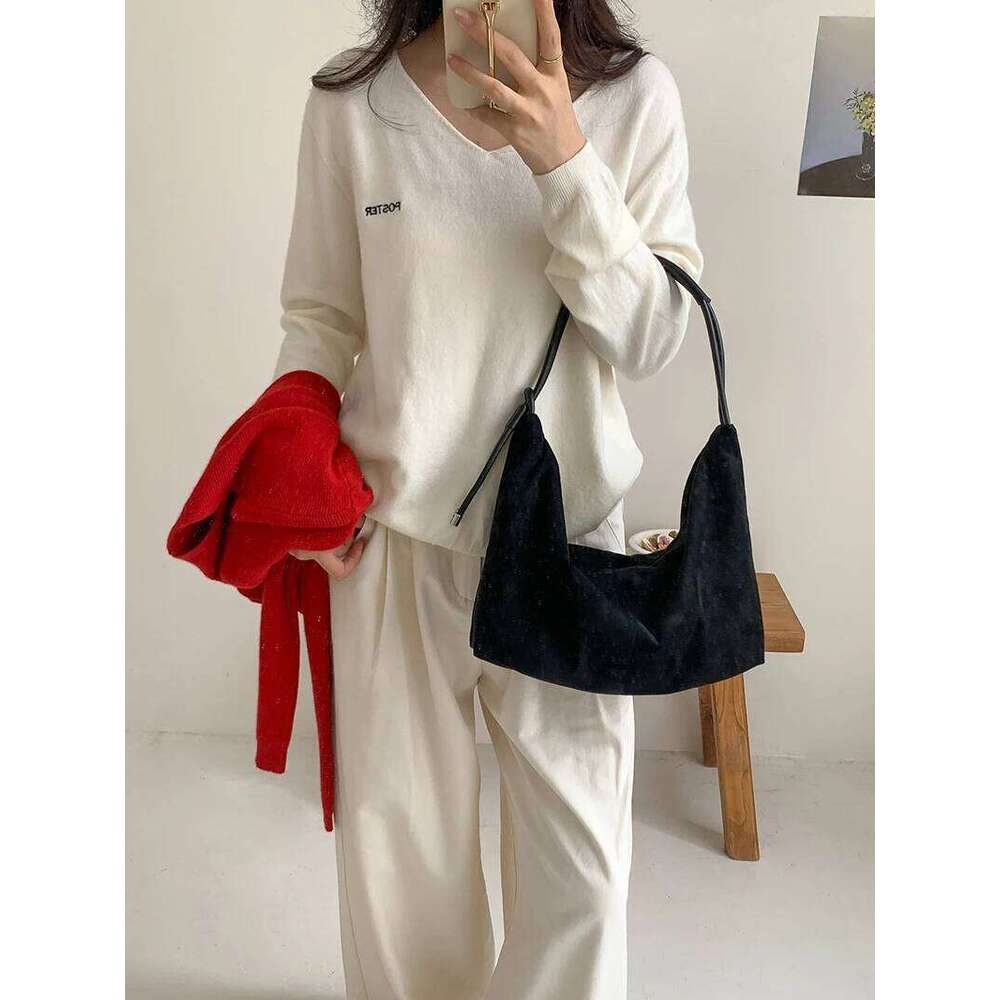 Retro Faux Suede Tote Bag Large Capacity Shoulder Bags for Women Matte Texture Designer Handbags and Purses Shopper XJ260306