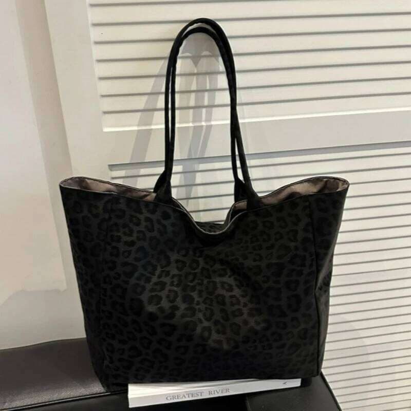 Leopard Print Vintage Suede Top Handle Texture Simple Shoulder Bag Large Capacity Women Casual Tote Versatile Storage Bags XJ260306