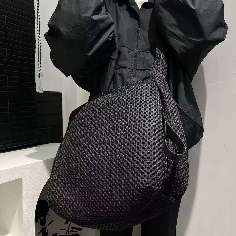 Ladies' fashionable mesh nylon lightweight diagonal cross with large capacity stitching casual shoulder bag XJ260306
