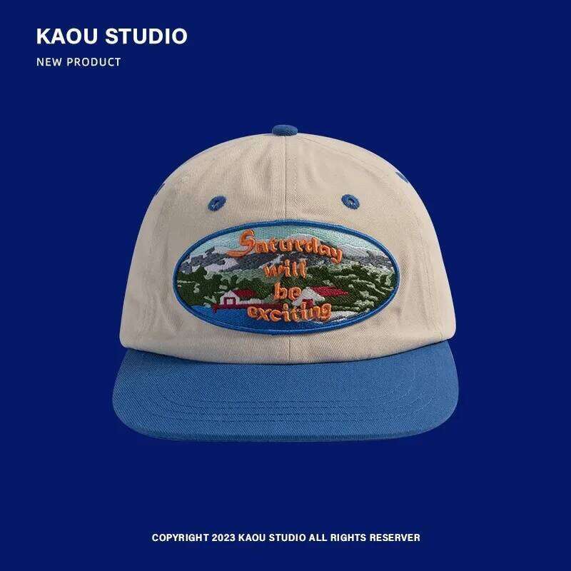 Niche Color Matching Flat Eaves Women's Autumn Winter Street Embroidered Baseball Face-Looking Small Hip Hop Peaked Cap Y260304