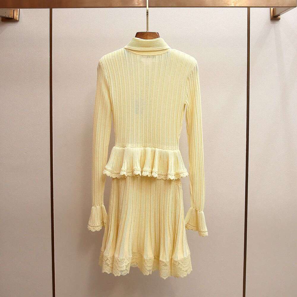 2026 Designer High end Women's Clothing A12 Spring New Elegant Small Fragrance Style Design Splicing Knitted Women's Clothing