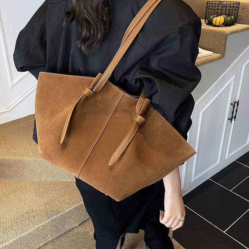 Light Luxury Brand Designer Wing Frosted Suede Tote Bag Solid Color Versatile Large Capacity Women Storage Underarm Bags XJ260306