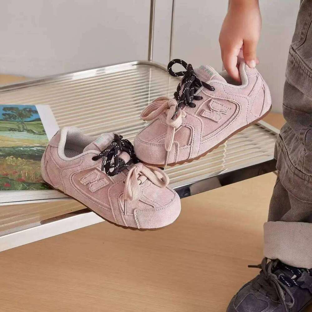 Autumn Children's Boys Girls Microfiber Leather Thin Bottom Running Kid Toddler Two-tone Shoelaces Non-slip Training Shoes