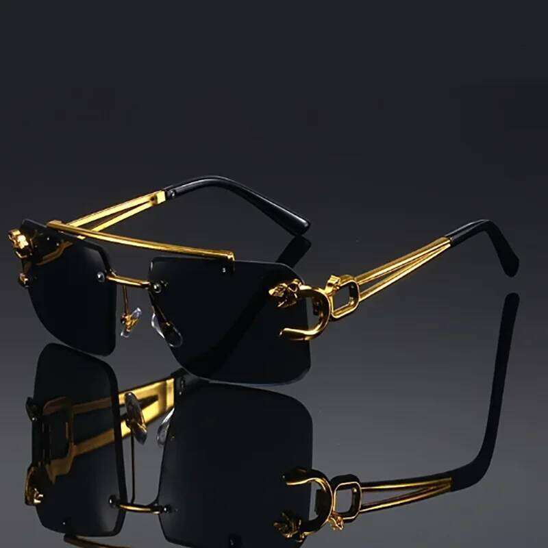 1pc Unisex Casual Hollow Out Design Retro Rimless Square Glasses For Daily Life Outdoor Vacation Beach Street-Photography Z260306