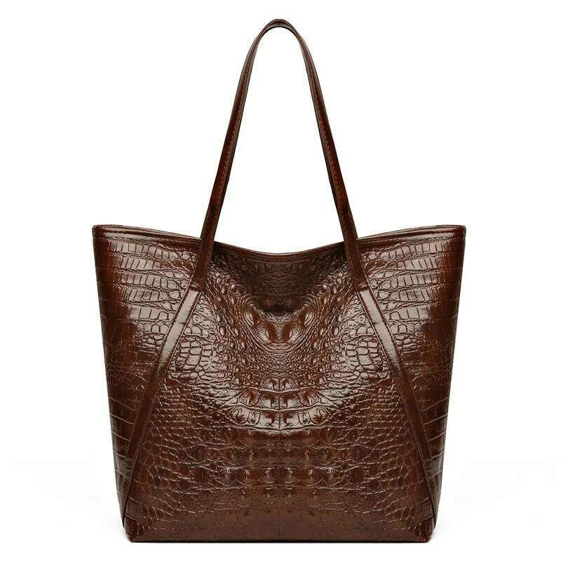 Simple Versatile Crocodile Print Tote Large Capacity Fashion Handbag Vintage Design Shoulder Women's Bag XJ260306