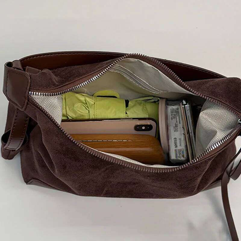 Korean Retro Pu Armpit Suede Tote Casual Commuting Women'S Large Capacity Shoulder Crossbody Bag XJ260306