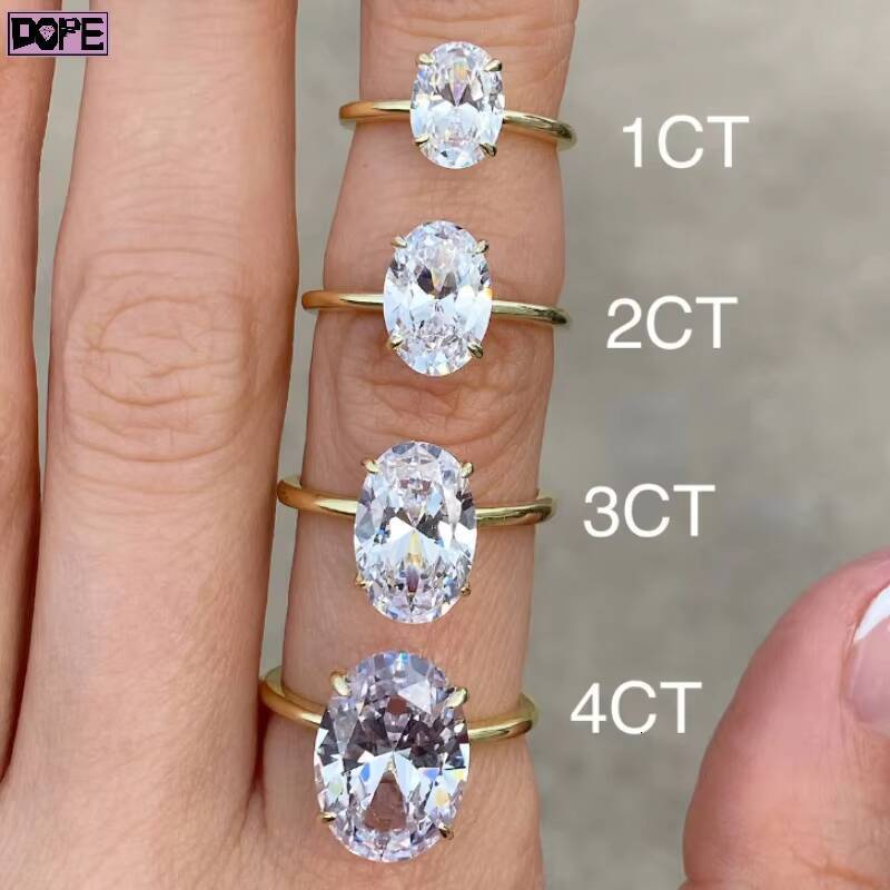 Custom Jewelry Moissanite Ring 925 Silver Hidden Halo 3CT Oval Cut Women Engagement Wedding Ring