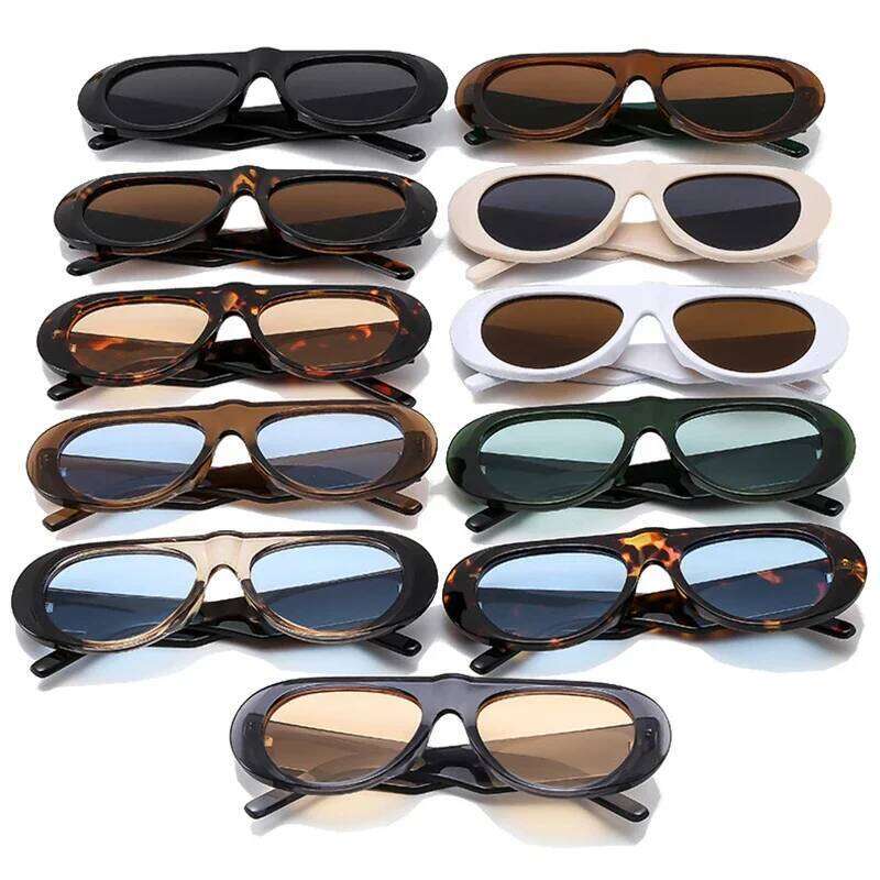 SO&EI Ins Popular Fashion Pilot Women Sunglasses Retro Blue Green Shades UV400 Men Trending Wide Legs Sun Glasses Z260306