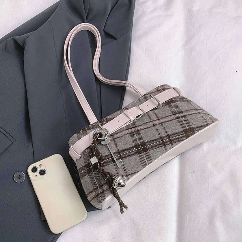 Fashionable Retro Soft PU Leather Checked Shoulder Large Capacity Hot Sale Bags for Women Zipper Cloth Women's Handbags XJ260306