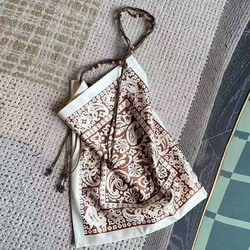 2025 Double-sided Printed Scarf Fabric Single-shoulder Bag Lazy Summer Women's Fashion Handbag Square Silk Soft XJ260306