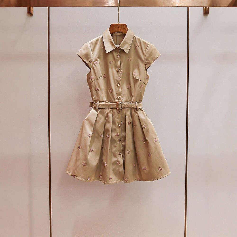 2026 High end Women's Autumn New Small Fragrant Bow Embroidered A-line Waist Dress