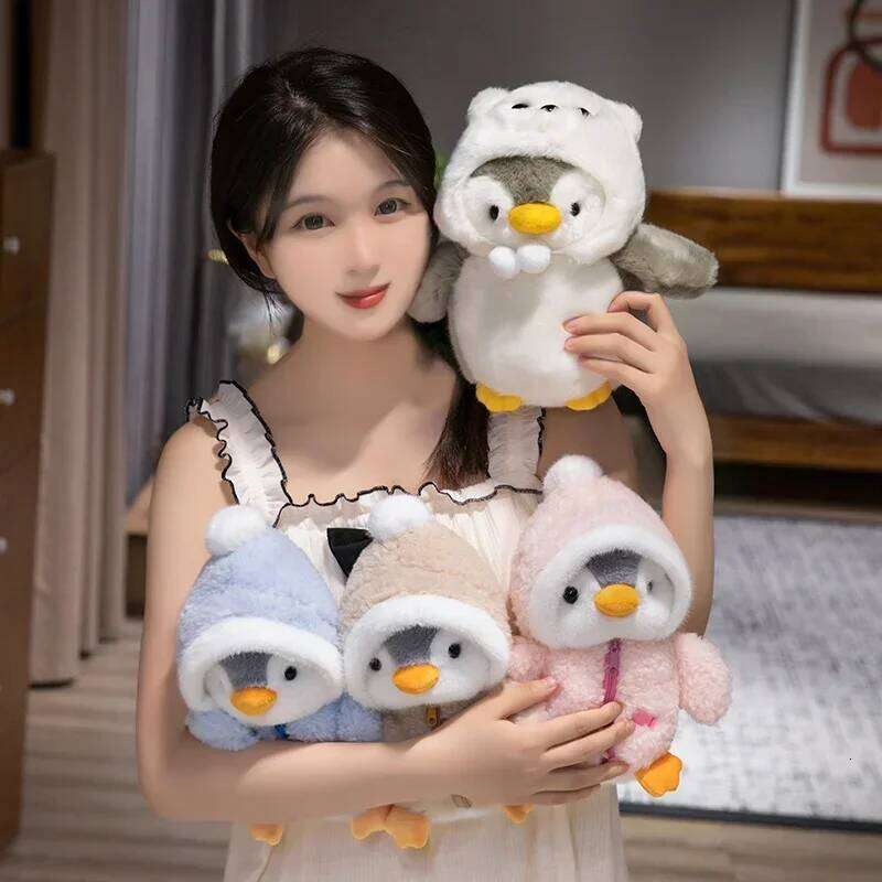 New Cute Plush Toy Baby Comforting Sleep Doll Fluffy Penguin Wearing Clothes Hats Stuffed Animal Pillow Birthday Gifts R260908 - view 4