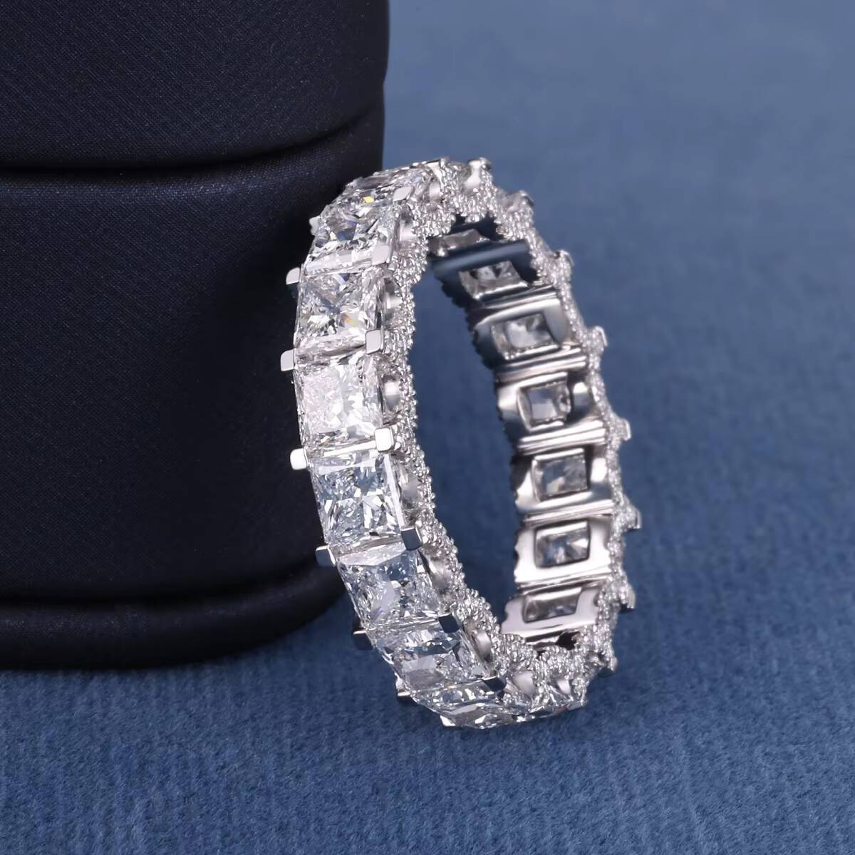 Custom Luxury S925 Silver 9k 10k 14k 18k Gold VVS D Moissanite Full Iced Out Lab Growth Diamond Wedding Engagement Band