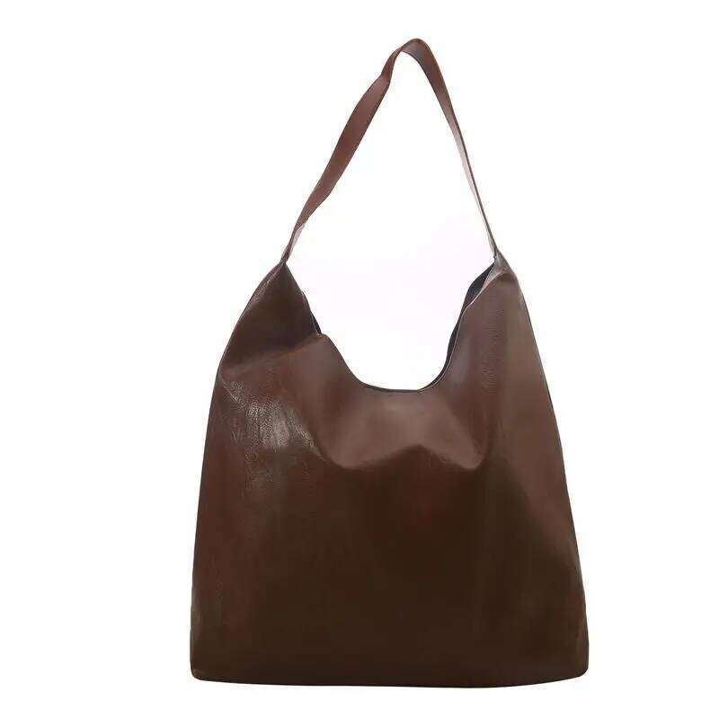 Large Capacity Textured Soft Leather Tote Women's Fashionable Commuting Armpit Simple And Versatile Shoulder Bag XJ260306