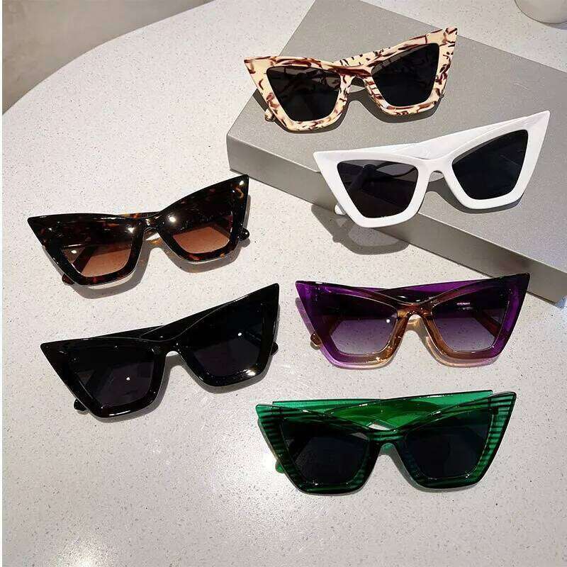 New Simple Cat Eye Full Frame Shades Trendy Fashion Colorful Female Hip-hop Eyewear Popular Brand Lady UV400 Sunglasses Z260306