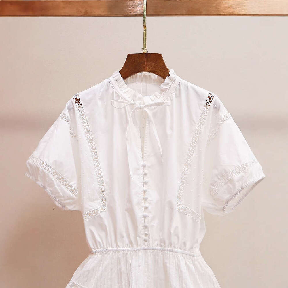 2026 Spring and Summer New French Romantic Vacation Style Tie up Puff Cake Short Sleeve Long Sleeve Dress for Women