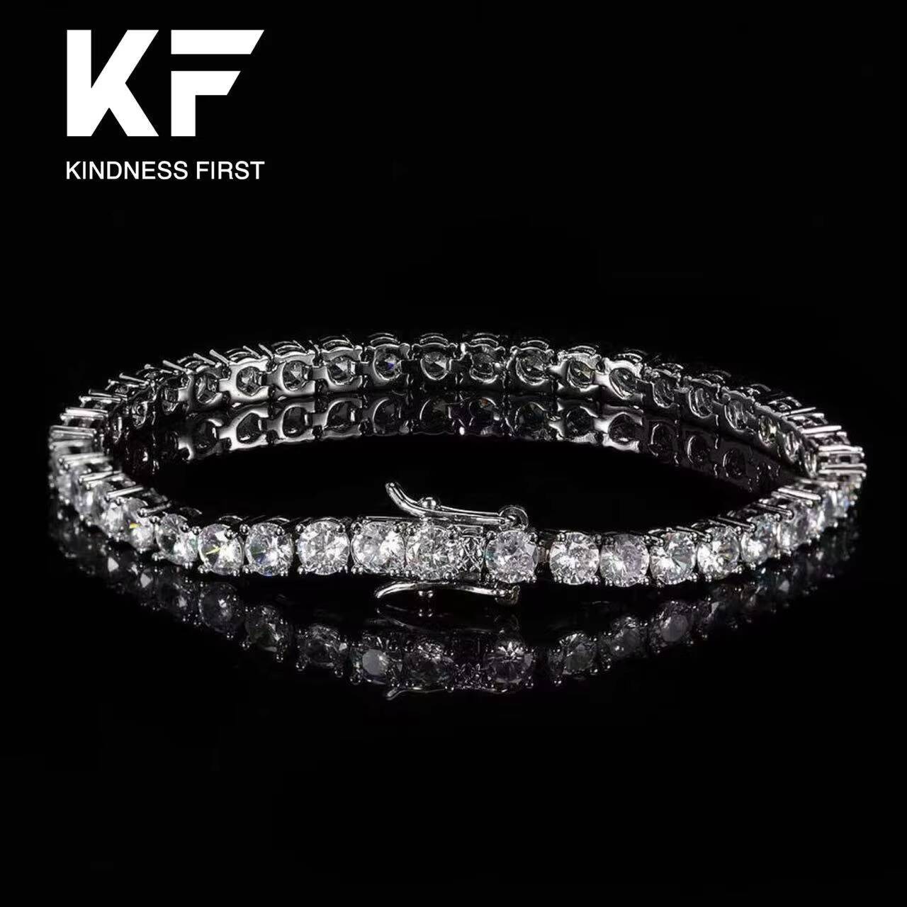 Luxurious Moissanite Jewelry 925 Sterling Silver Gift Tennis Bracelet Flower Design Rhodium Plated Personalized Customization