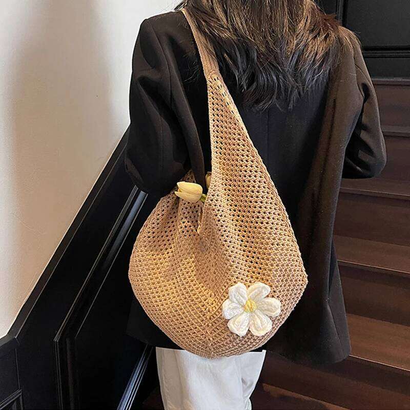 Fashion Out Weave Straw Handbag Bohemian Beach Lazy Style Large Capacity Hollow Tote Bag Vacation XJ260306